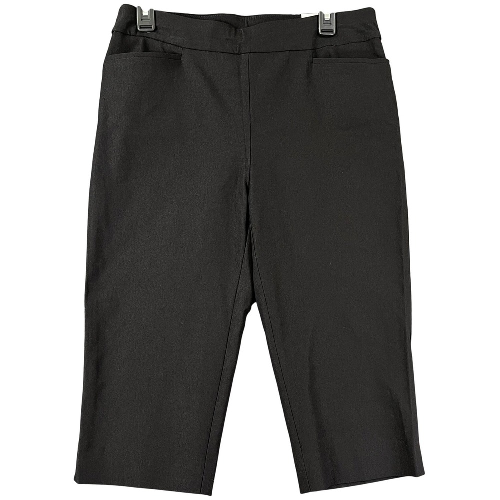 Chico's Brigitte Capri Pants Women 0.5 Black Rivet Detail Slimming Office